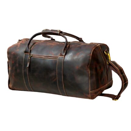 Premium Duffle Bag Brown Oil Pull Leather