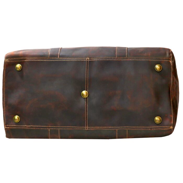 Premium Duffle Bag Brown Oil Pull Leather - Image 8