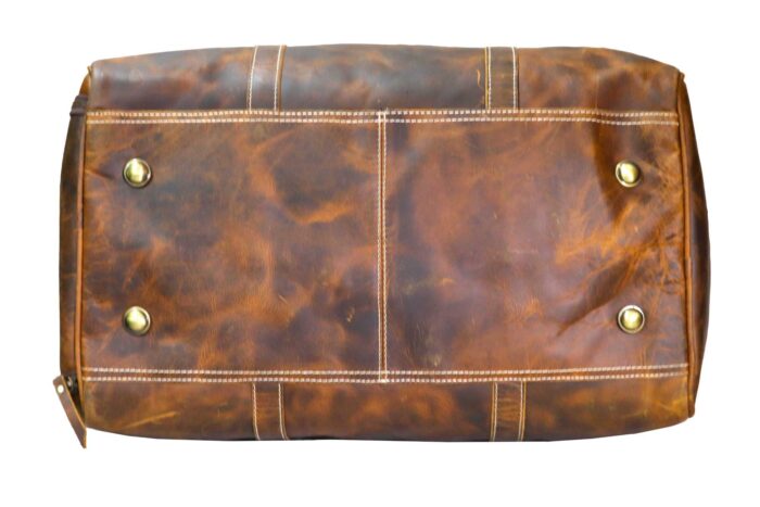 Premium Leather Duffle Bag with External Pockets - Image 5