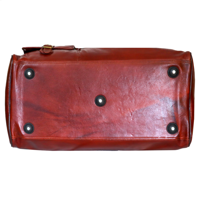 Premium Duffle Bag Brown Leather External Pocket and Strap - Image 6