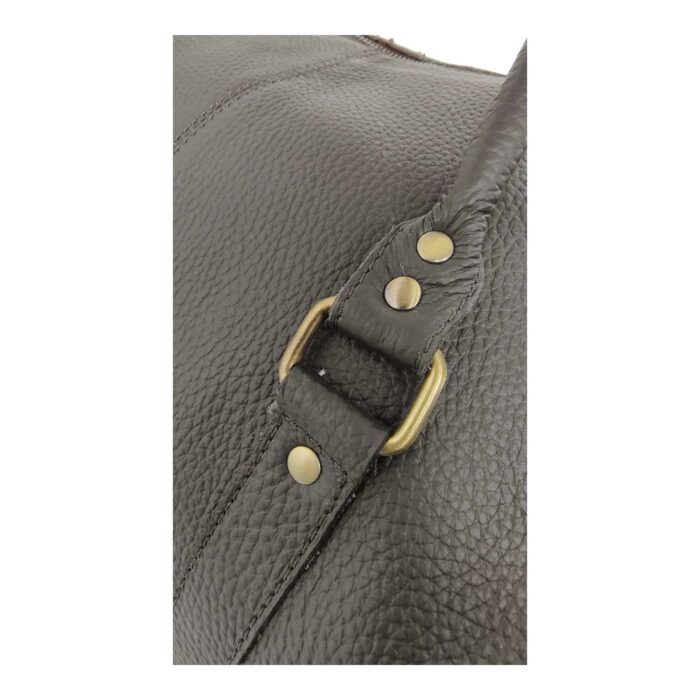 Artisan Full Grain Leather Travel Duffle – Oversized Brown Weekender with Floral Tooled Pockets, Adjustable Shoulder Strap & Signature Brass Detailing - Image 2