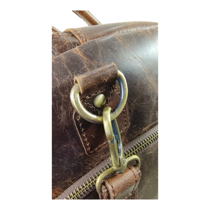 Handcrafted Full Grain Leather Travel Duffle Bag for Men & Women – Adjustable Strap, Shoe Pocket, and Multiple Pockets - Image 4